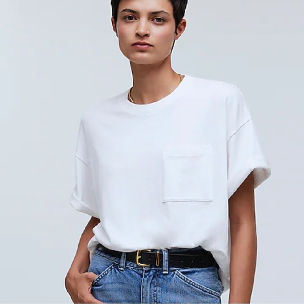 Madewell Garment-Dyed Oversized Pocket Tee Womens XL White
